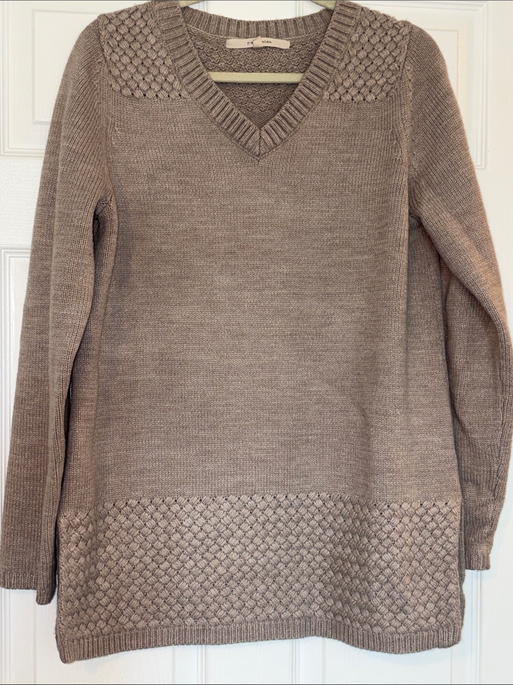 41 Hawthorn Taupe Knit V-Neck Sweater